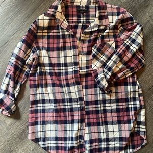Pink checkered flannel button down